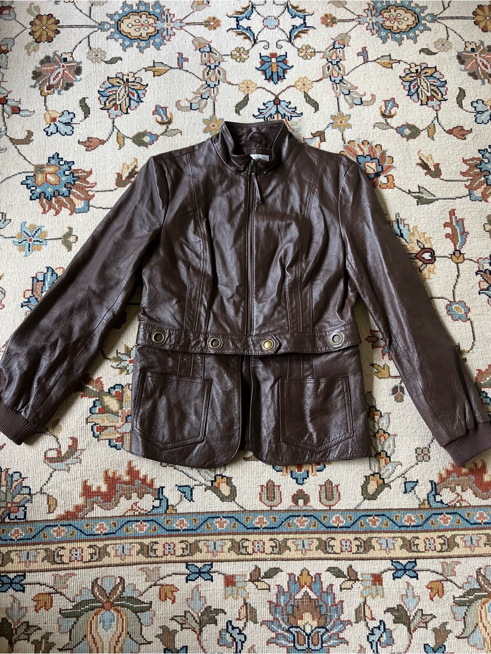 Vintage Newport News Women’s Dark Brown Leather Zip Up Jacket - Also Cropped